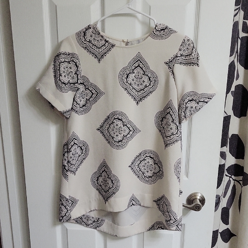 Madewell Boho Whimsigoth Cream Boxy Asymmetrical Blouse with Peter Pan Collar